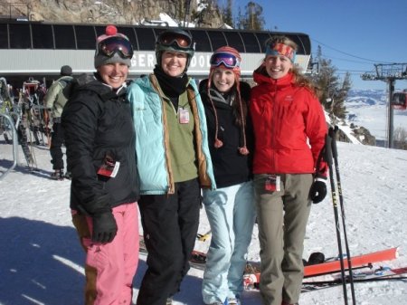 Darla, second from left, skiing with friends at Jackson Hole Mountain Resort
